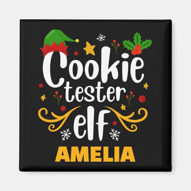 Imã Tygraphy Cookie Tester Elf Family Matching T Shirt (Frente)