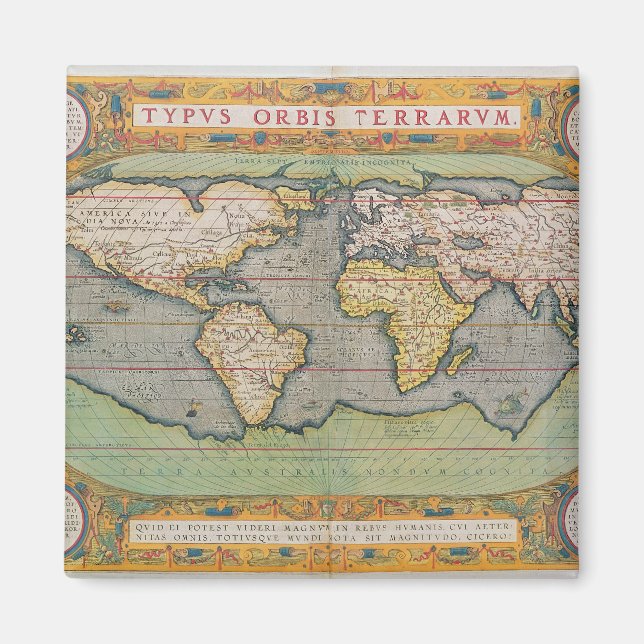 Imã Typus Orbis Terrarum, mapa do mundo (Frente)