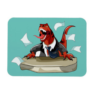 Ímã Tyrannosaurus Rex Boss Sentado Em Uma Mesa.