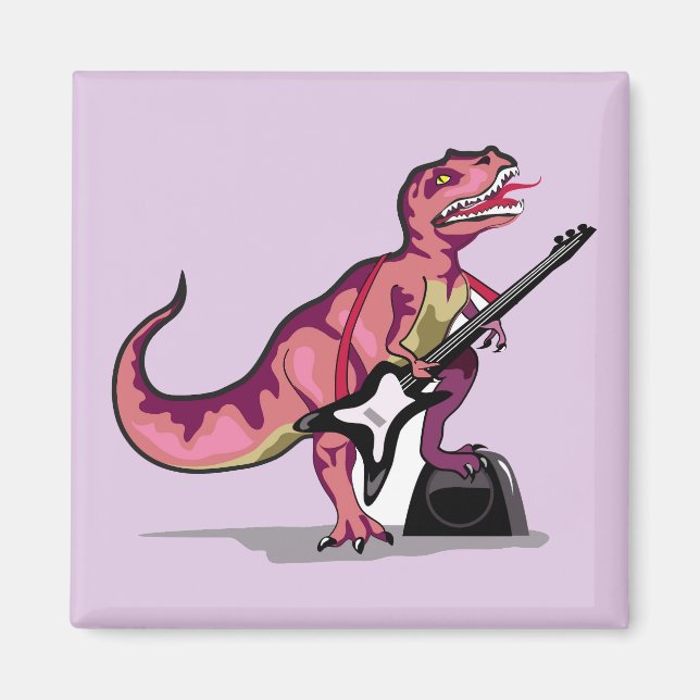 Imã Tyrannosaurus Rex Tocando Violão. (Frente)