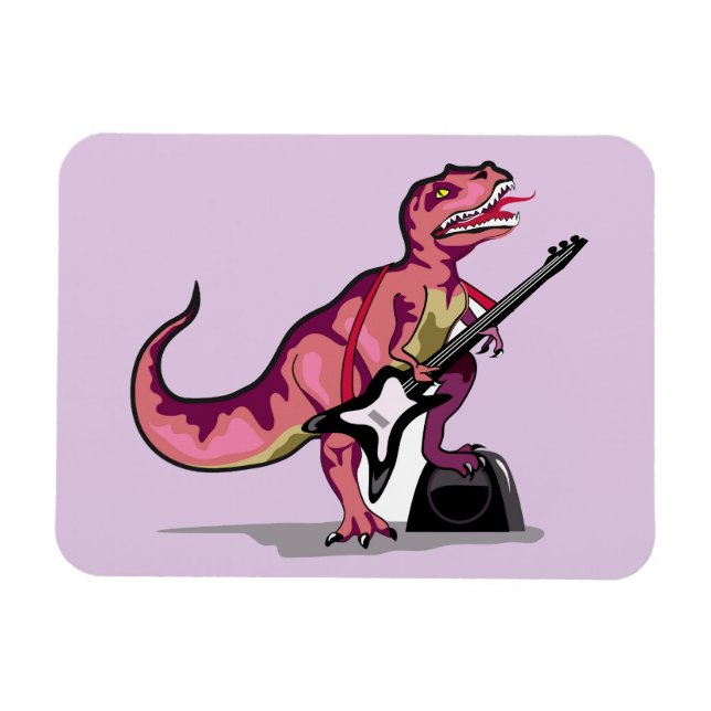 Ímã Tyrannosaurus Rex Tocando Violão. (Horizontal)
