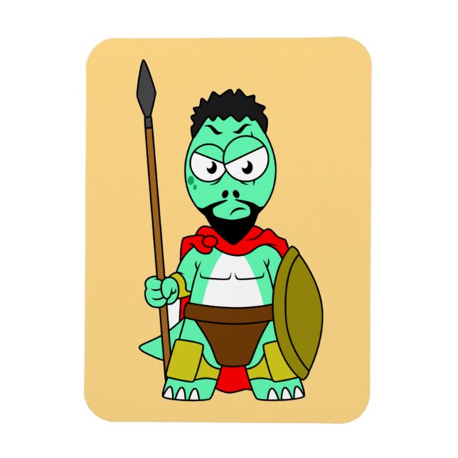 Ímã Tyrannosaurus Rex Vestido Como Leonidas. (Vertical)