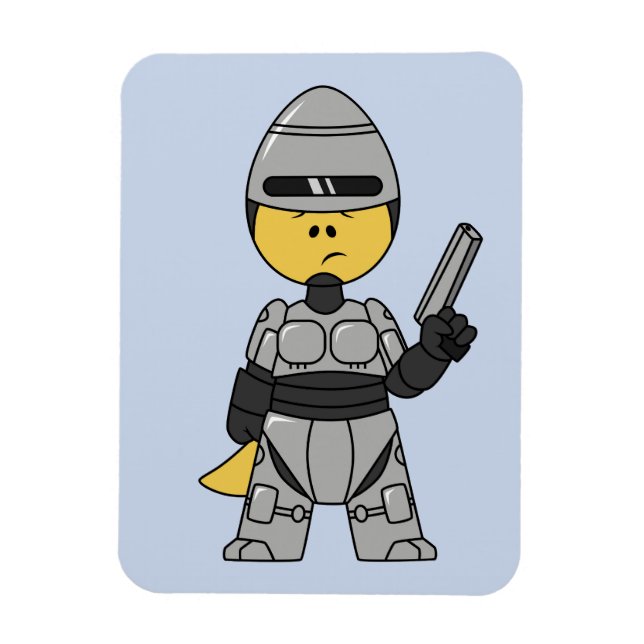 Ímã Tyrannosaurus Rex Vestido Como Robocop. (Vertical)