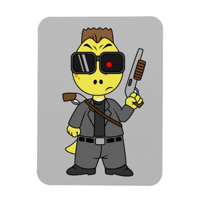 Ímã Tyrannosaurus Rex Vestido Como Terminador. (Vertical)