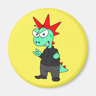 Imã Tyrannosaurus Rex Vestido Como Um Punk.