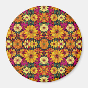Imã Uau! Padrão floral colorido e brilhante.