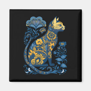 Imã Ucrânia Cat Floral Vintage Bandeira Ucraniana E Vy
