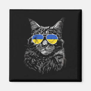 Imã Ucrânia Gato Slava Ucrânia Óculos de Sol Bandeira 