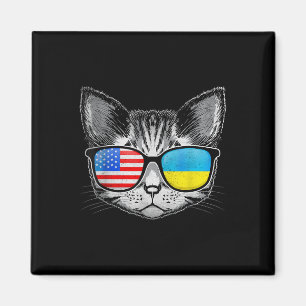 Imã Ucrânia Sinalizador Americano Raízes Cat Ucraniano
