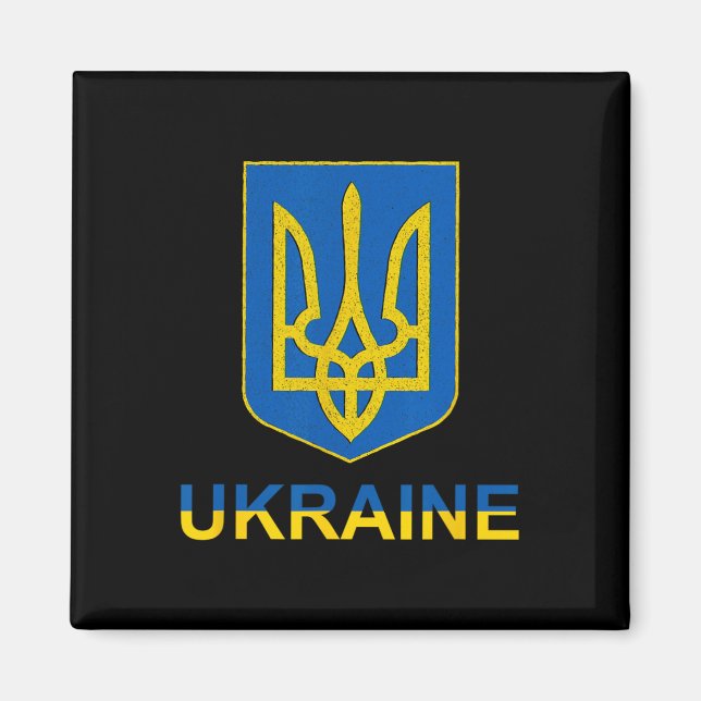 Imã Ucrânia Tryzub Emblema Escudo Design Cor Nacional (Frente)