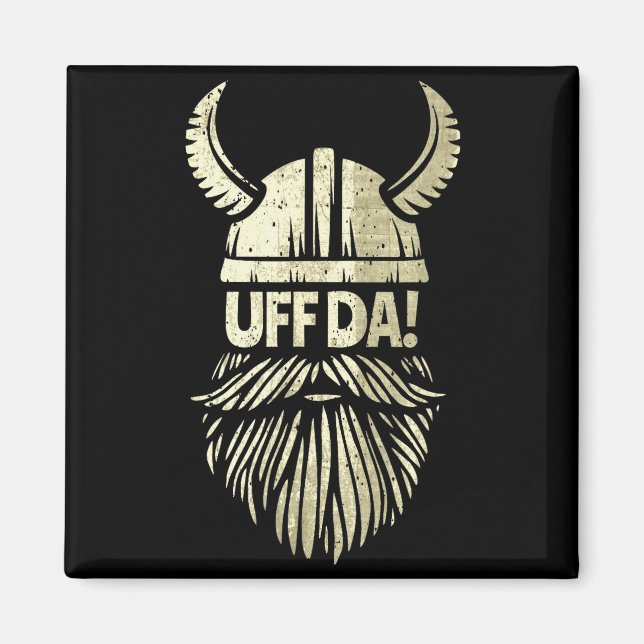 Imã Uff Da Norwegian Quote Scandinavian Viking Helmet  (Frente)