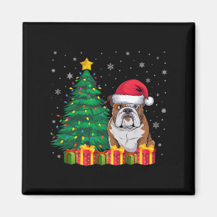 Imã Ugl American Bulldog Santa Hat, Luzes de Natal D
