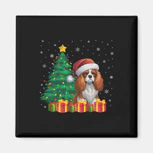 Imã Ugly Cavalier King Charles Spaniel Santa Hat Xmas