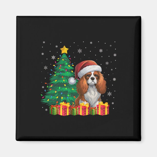 Imã Ugly Cavalier King Charles Spaniel Santa Hat Xmas (Frente)