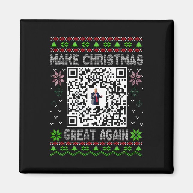 Imã Ugly Christmas Funny Qr President Trump Dance Code (Frente)