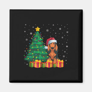 Imã Ugly Coonhound Santa Hat Noite Luzes de Natal Amor