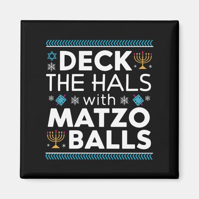 Imã Ugly Hanukkah Deck Hall Com Matzo Ball Chanukah (Frente)