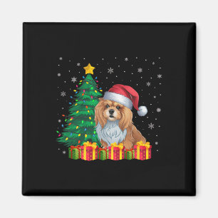 Imã Ugly Lhasa Apso Santa Hat Noite Luzes De Natal Log