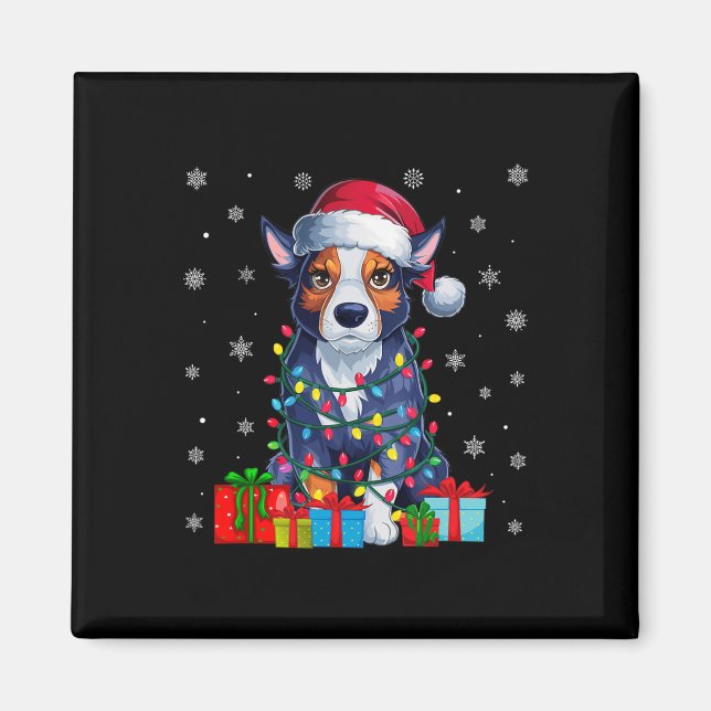 Imã Ugly Xmas Lights Santa Hat - Gado Australiano C (Frente)