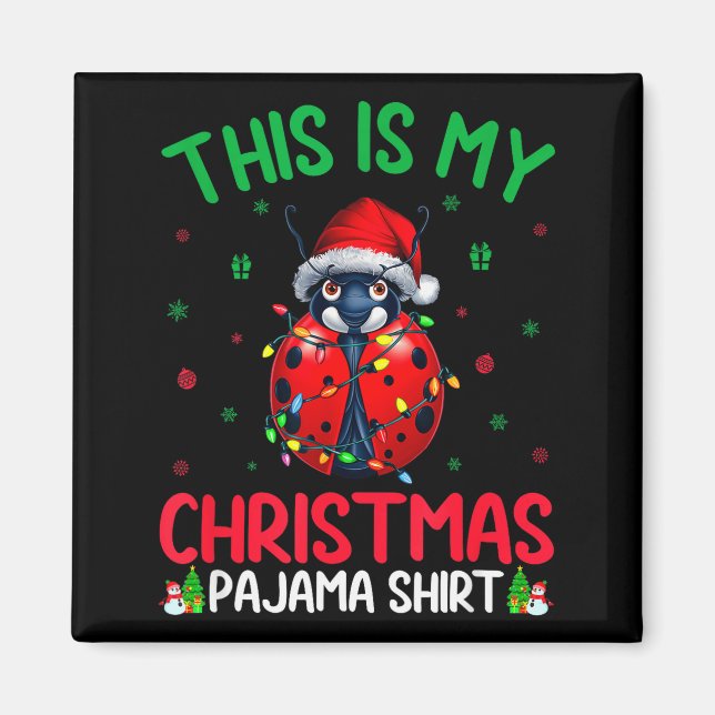 Imã Ugly Xmas Tree Lights Santa Ladybug Christmas Paja (Frente)