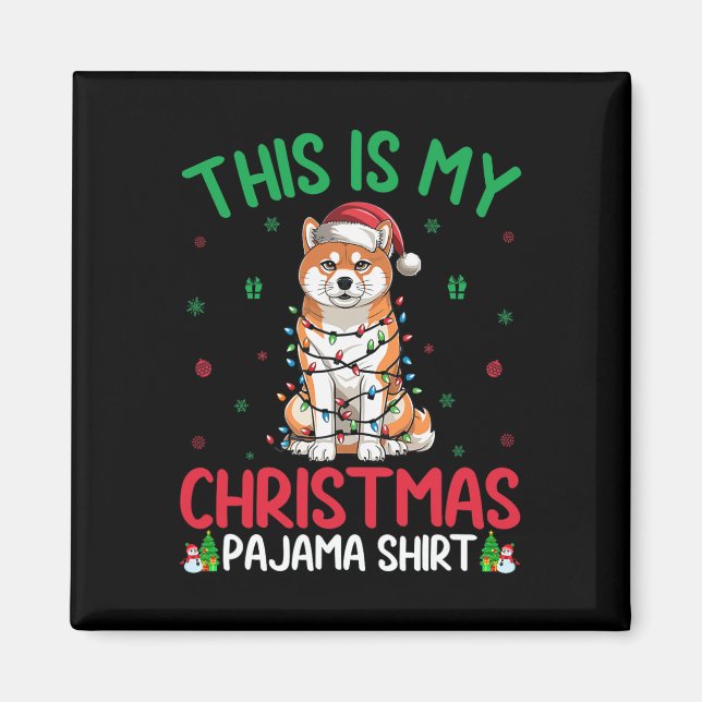 Imã Ugly Xmas Tree Papais noeis Akita Inu Dog Christma (Frente)