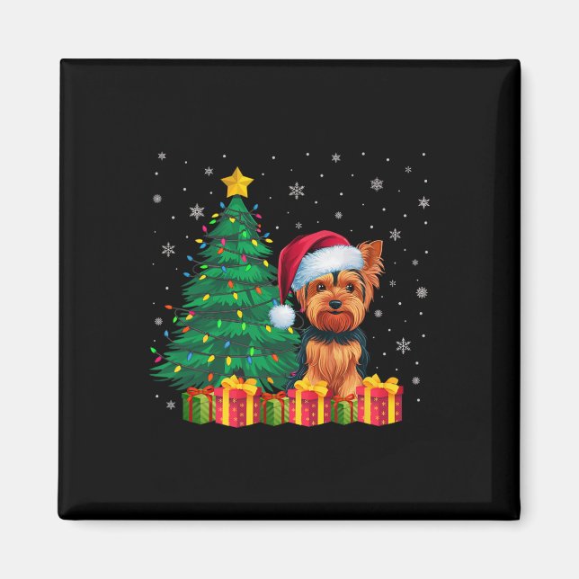 Imã Ugly Yorkshire Terrier Santa Hat (Frente)