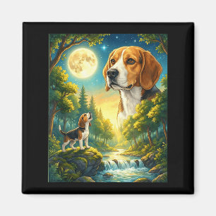 Imã Uivando para o meme da lua animal cachorro beagle