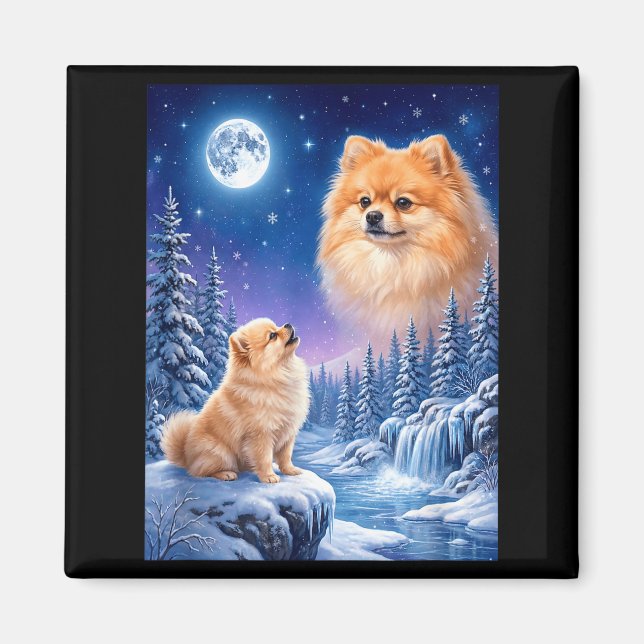 Imã Uivando para o meme da lua animal cachorro pomerân (Frente)