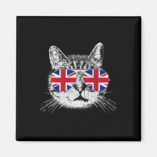 Imã Uk Union Jack British Flag England Cat Sungles Gif