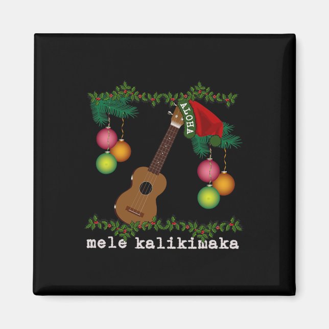 Imã Uke Mele Kalikimaka Ukulele Músicas de Natal Aloha (Frente)