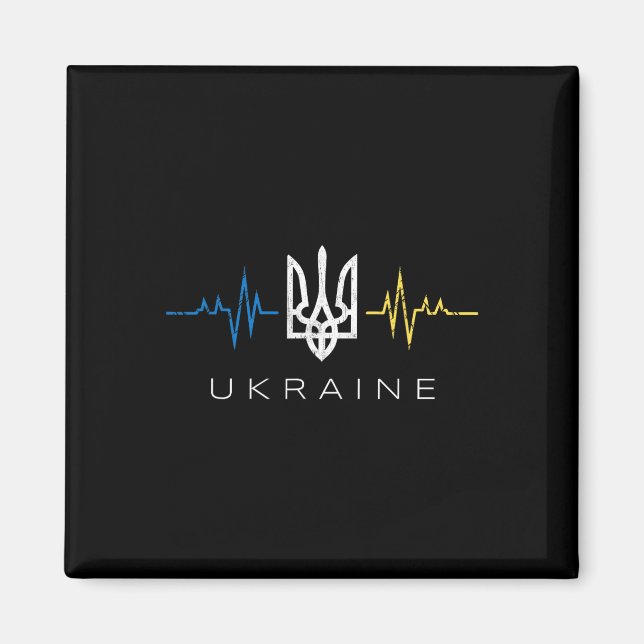 Imã Ukrainian Tryzub Flag Heartbeat - Tridente da Ucrâ (Frente)