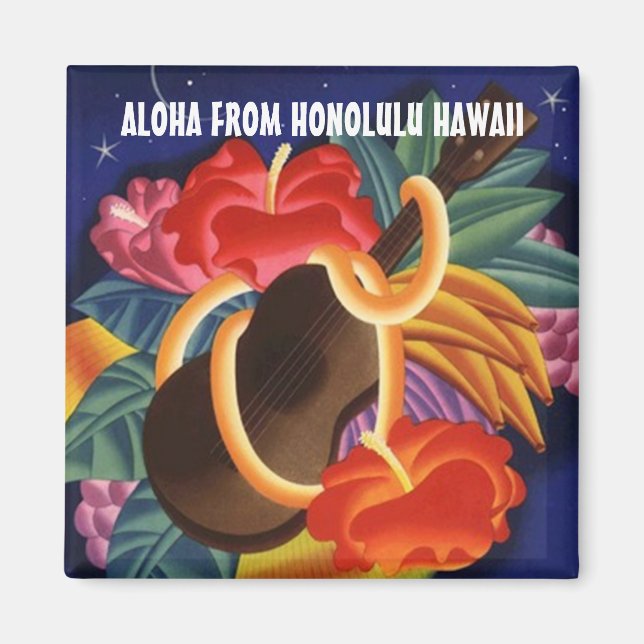 IMÃ UKULELE HAWAII VIAGEM SOUVENIR MAGNET ~ PERSONALIZ (Frente)
