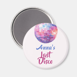 Imã Última Festa de Solteira Disco   Ímã Rosa