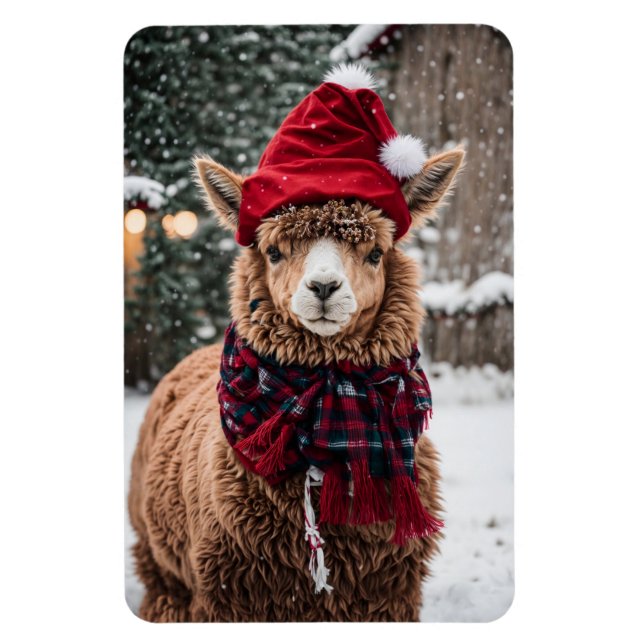 Ímã Um Alpaca de Natal (Vertical)