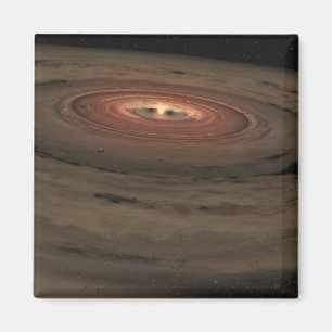 Imã Um anão marrom cercado por um disco de roda