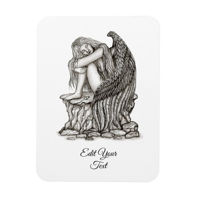 Ímã Um anjo adormecido na pedra (Vertical)