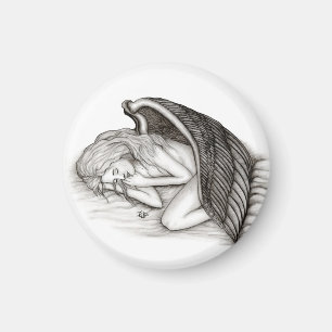 Imã Um anjo do sono, design preto e branco