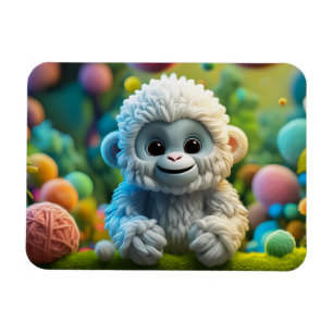 Ímã Um bebê lindo Yeti feito de fio