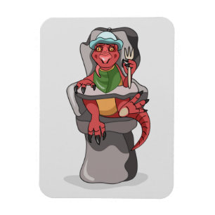 Ímã Um Bebê Tyrannosaurus Rex Sentado Numa Cadeira Alt