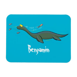 Ímã Um belo e feliz cartoon de monstro do mar, plesios