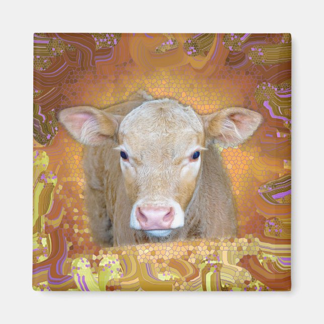 Imã Um bezerro giro e fofo com olhos grandes (Frente)