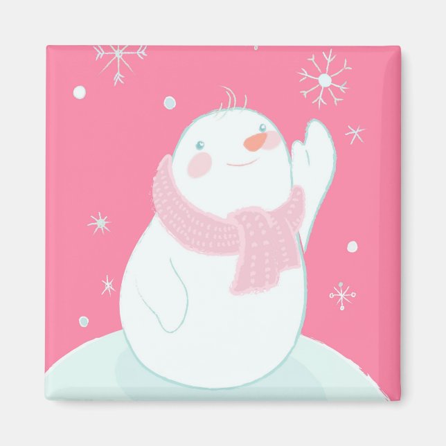 Imã Um boneco de neve buscando um floco de neve em que (Frente)
