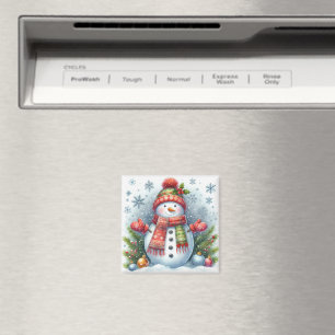 Imã Um boneco de neve de Natal num Frio e Neve