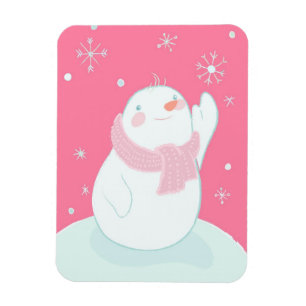 Ímã Um boneco de neve que alcança para um floco de