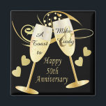 Imã Um brinde a um 50º aniversário | DIY Texto<br><div class="desc">Um brinde a um imã personalizado de 50 anos pronto para você personalizar. ⭐ Este produto é 100% personalizável. *****Clique no BOTÃO PERSONALIZAR para adicionar, excluir, mover, redimensionar, mudar ao redor, girar, etc... qualquer dos gráficos ou textos. ⭐ 99% dos meus designs na minha loja são feitos em camadas. Isso...</div>