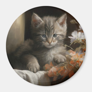 Imã Um Canto Cozy Tabby Kitten