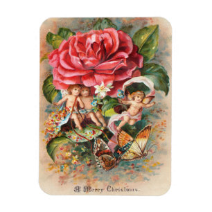 Ímã Um cartão-postal vintage de Natal da era vitoriana