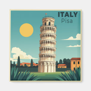 Imã Um Cartaz de Viagem Clássico Nostálgico – Pisa Itá