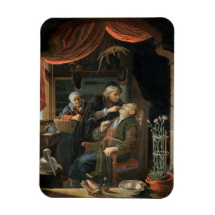 Ímã Um dentista que examina o dente de um ancião (ól