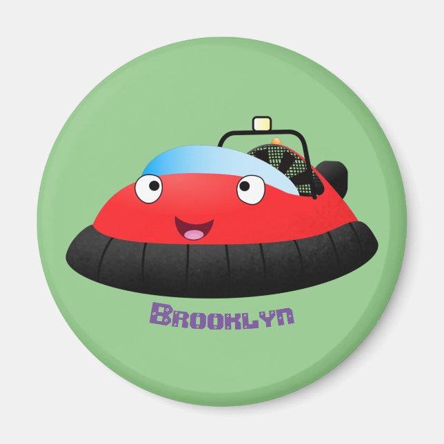 Imã Um desenho animado de hovercraft, vermelho e bonit (Frente)